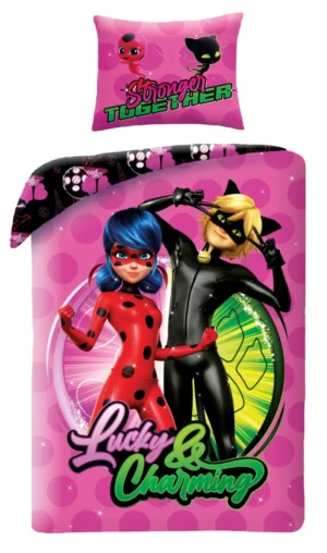 Miraculous dekbedovertrek Lucky & Charming 140 x 200 cm - Zwart - 140 x 200 cm - polykatoen