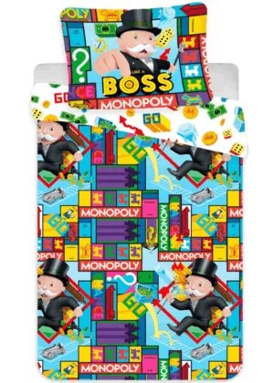 Monopoly dekbedovertrek 140 x 200 cm - Multicolor - 140 x 200 cm - 100% katoen - kussensloop 60 x 63 cm