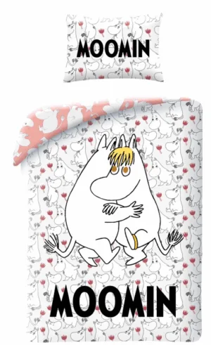 Moomin dekbedovertrek hugs 140 x 200 cm - Wit/Roze - 140 x 200 cm - 100% katoen