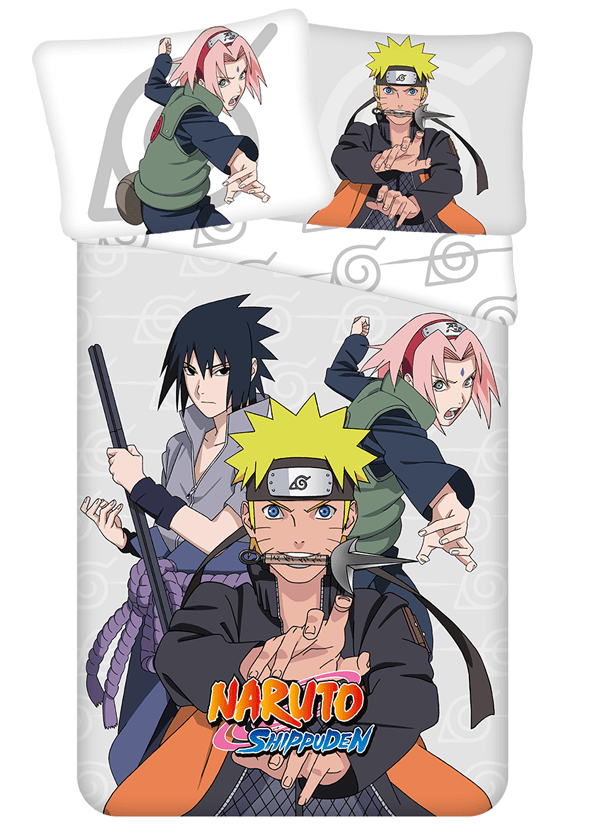 Naruto dekbedovertrek grijs 140 x 200 cm Katoen 70 x 90 cm - Multicolor - 140 x 200 cm - 100% katoen