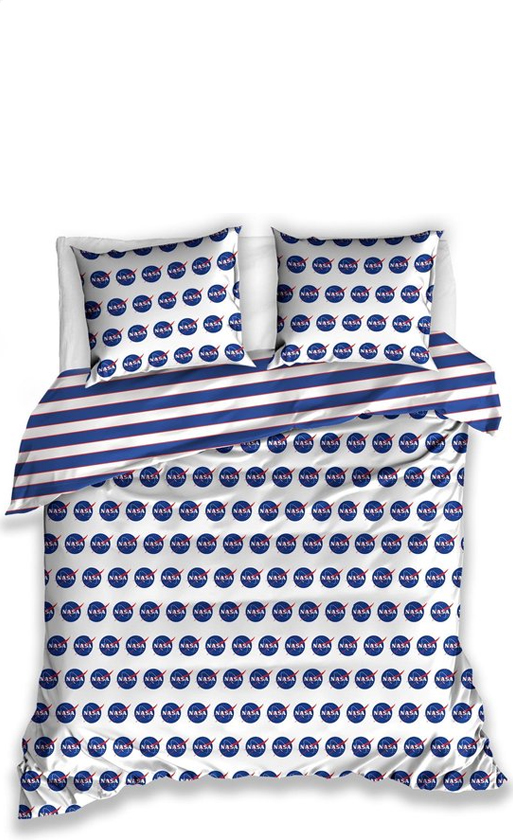 Nasa dekbedovertrek Small Logo's 200 x 220 cm - Zwart - 200 x 220 cm - 100% katoen