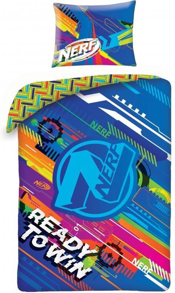 Nerf dekbedovertrek Ready to Win 140 x 200 cm - Zwart - 140 x 200 cm - 100% katoen