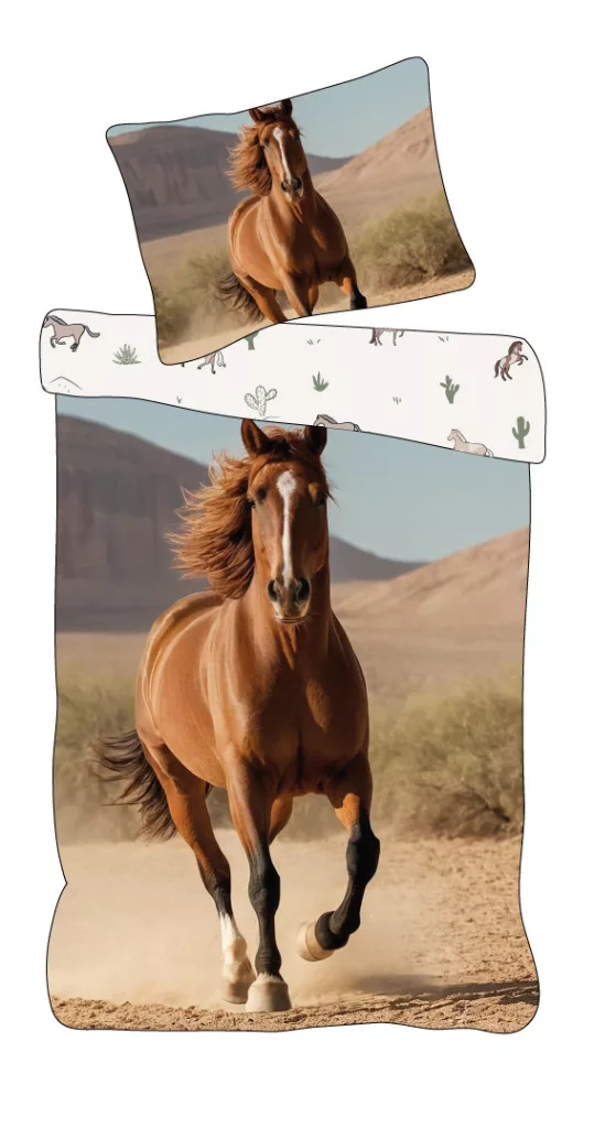 Dekbedovertrek Paard in de woestijn - 140 x 200 cm - Katoen