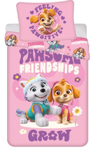 Paw Patrol dekbedovertrek Pawsome friendship grow 140 x 200 cm - Roze - 140 x 200 cm - 100% Polyester