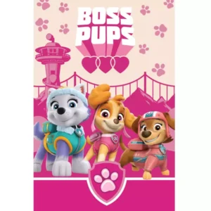 Paw Patrol fleece deken boss pups 100 x 150 cm - Roze - 100 x 150 cm - 100% Polyester