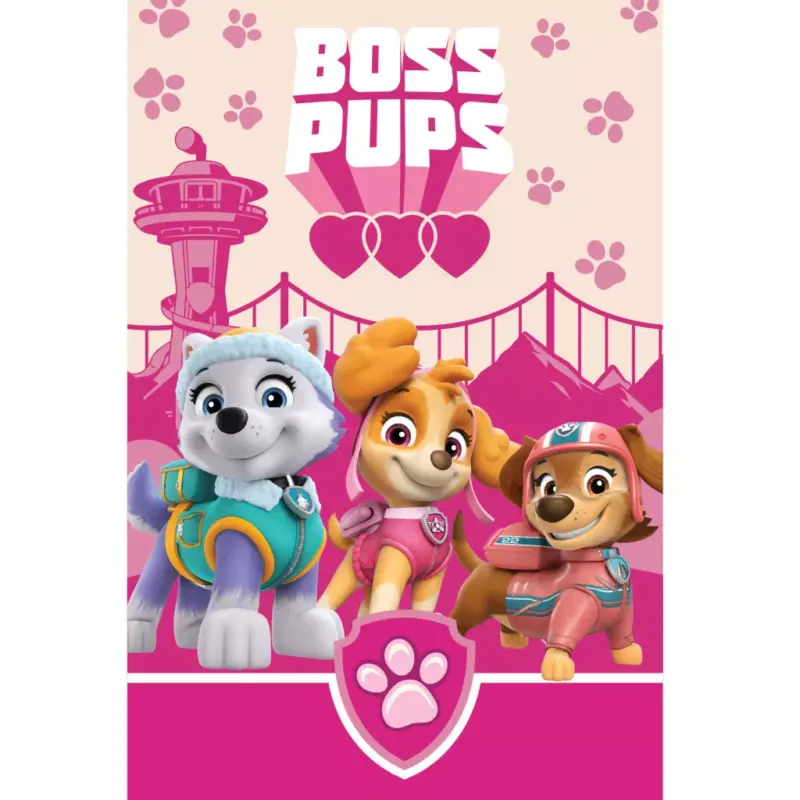 Paw Patrol fleece deken boss pups 100 x 150 cm - Roze - 100 x 150 cm - 100% Polyester