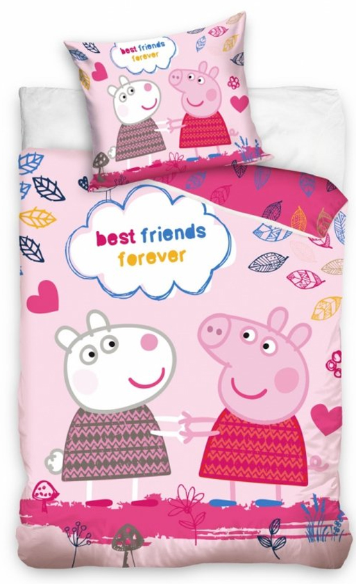 Peppa Pig dekbedovertrek best friends forever 140 x 200 cm - Roze - 140 x 200 cm - 100% katoen