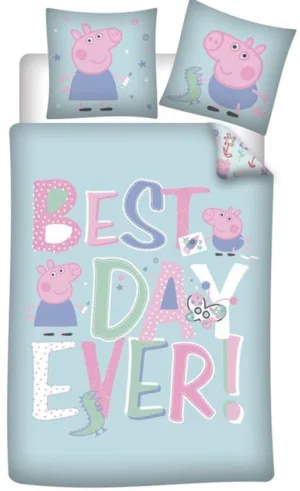 Peppa Pig dekbedovertrek Best day Ever 140 x 200 cm - Roze - 140 x 200 cm - 100% Polyester