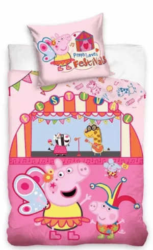Peppa Pig dekbedovertrek Festival 140 x 200 cm - Roze - 140 x 200 cm - 100% katoen
