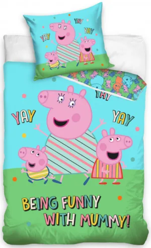 Peppa Pig dekbedovertrek Being Funny With Mummy 140 x 200 cm - Multicolor - 140 x 200 cm - 100% katoen
