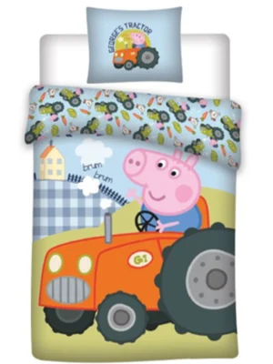 Peppa Pig dekbedovertrek Tractor Glow in the Dark 100 x 135 C - Roze/Blauw - 100 x 135 cm - Katoen