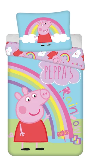Peppa Pig dekbedovertrek Regenboog 140 x 200 cm - Multicolor - 140 x 200 cm - 100% katoen