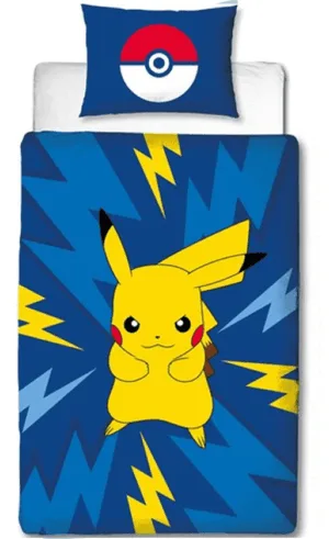 Pokemon dekbedovertrek Pikachu 140 x 200 cm - Blauw - 140 x 200 cm - 100% katoen