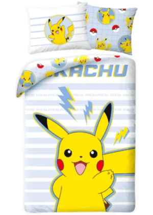 Pokemon dekbedovertrek stripes 140 x 200 cm - Blauw - 140 x 200 cm - 100% katoen