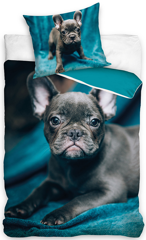 Animal Pictures dekbedovertrek Pitbull puppy - Blauw - 140 x 200 cm - Katoen