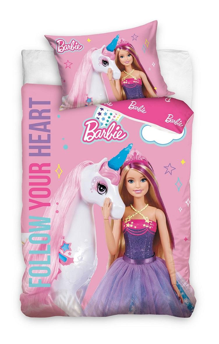 Barbie dekbedovertrek roze 100 x 135 cm katoen - Roze - 100 x 135 cm - Katoen - kussensloop 40 x 60 cm