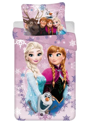 Disney Frozen dekbedovertrek Snowflakes - Roze - 100 x 135 cm - 100% katoen