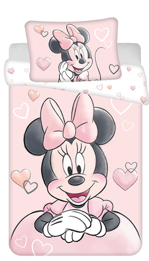 Disney Minnie Mouse dekbedovertrek Hearts - Roze - 100 x 135 cm - Katoen