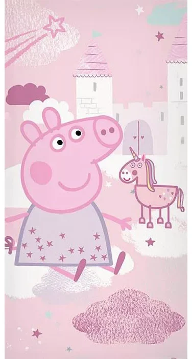 Peppa Pig handdoek roze 70 x 140 cm katoen - Wit/Roze - 70 x 140 cm - 100% katoen