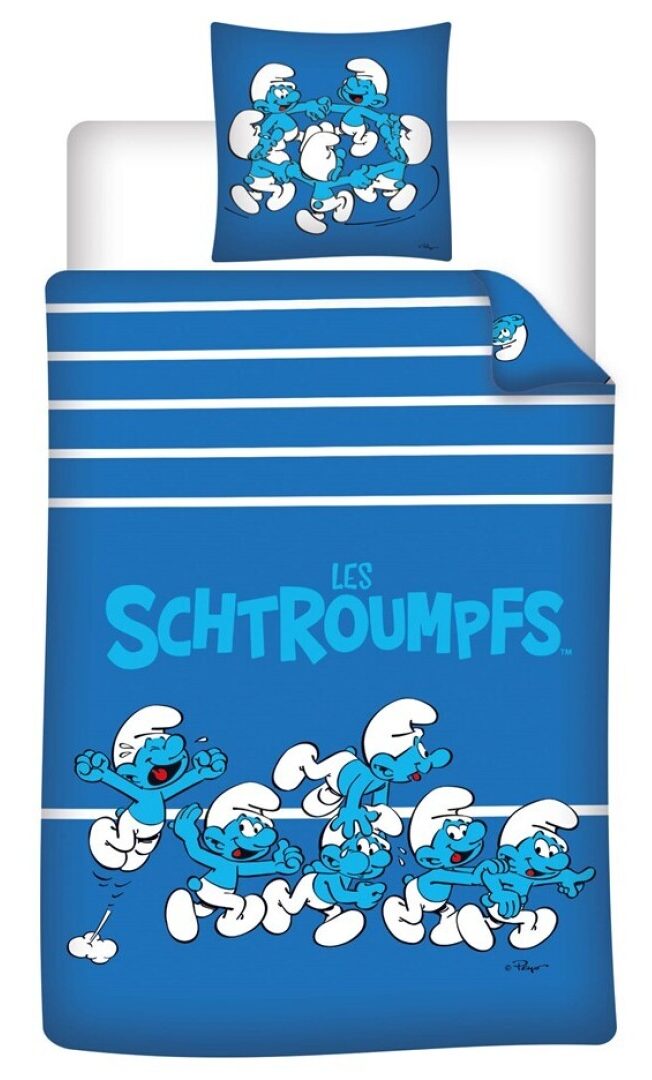 Smurfen dekbedovertrek katoen 140 x 200 cm 63x63cm - Blauw - 140 x 200 cm - 100% katoen