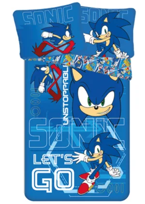 Sonic dekbedovertrek Let's Go 140 x 200 cm - Blauw - 140 x 200 cm - 100% katoen