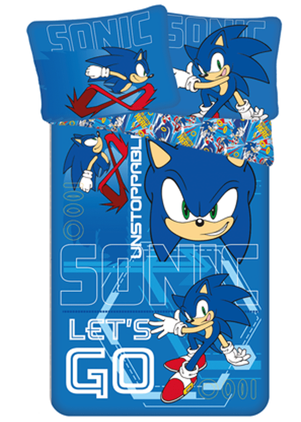 Sonic dekbedovertrek Let's Go 140 x 200 cm - Blauw - 140 x 200 cm - 100% katoen