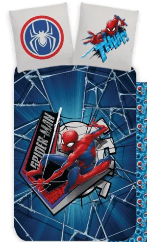 Spiderman dekbedovertrek Make a web 140 x 200 cm - Blauw - 140 x 200 cm - 100% katoen