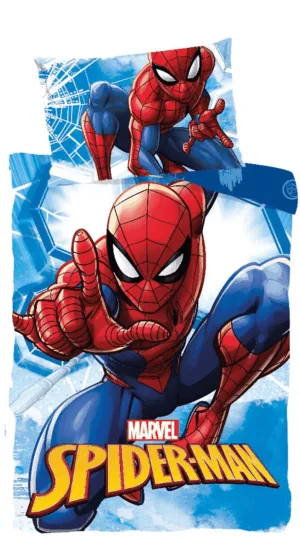 Spiderman dekbedovertrek city - Blauw - 100 x 135 cm - 100% katoen