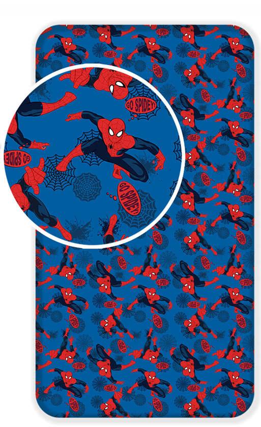 Spiderman hoeslaken Eenpersoons - Blauw - 90 x 200 cm - 100% katoen