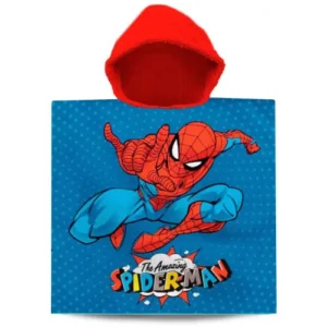 Spiderman poncho Amazing 60 x 120 cm - Blauw/Rood - 60 x 120 cm - 100% katoen
