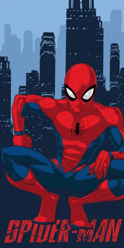 Spiderman strandlaken New York 70 x 140 cm katoen - Blauw/Rood - 70 x 140 cm - 100% katoen