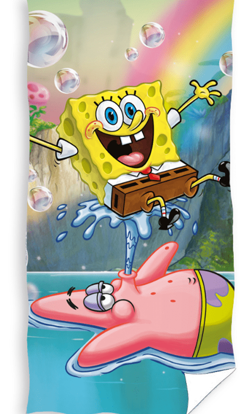 Spongebob handdoek 70 x 140 cm katoen - Blauw - 70 x 140 cm - 100% katoen