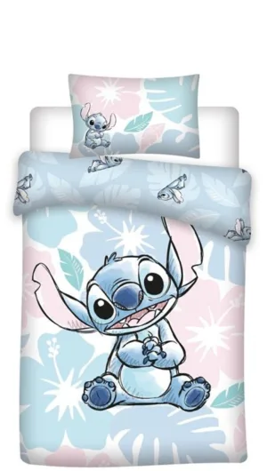 Lilo en Stitch dekbedovertrek Flowers - Wit - 100 x 140 cm - 100% katoen