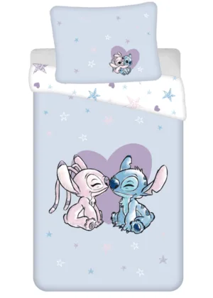 Lilo en Stitch dekbedovertrek Heart 140 x 200 cm - Paars - 140 x 200 cm - 100% katoen