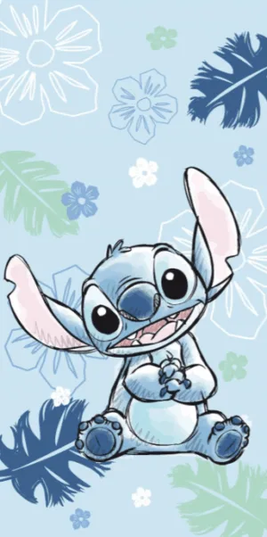 Lilo en Stitch strandlaken lichtblauw 70 x 140 cm Katoen - Blauw - 70 x 140 cm - 100% katoen
