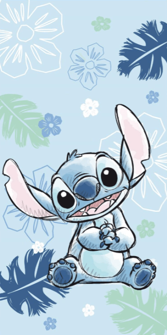 Lilo en Stitch strandlaken lichtblauw 70 x 140 cm Katoen - Blauw - 70 x 140 cm - 100% katoen