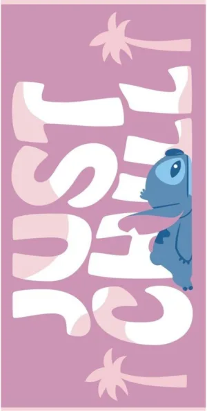 Lilo en Stitch strandlaken Chill Roze 70 x 140 cm polyester - Roze - 70 x 140 cm - 100% Polyester