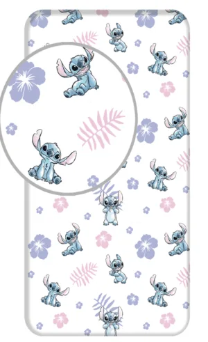 Lilo en Stitch hoeslaken - Blauw - 90 x 200 cm - 100% katoen