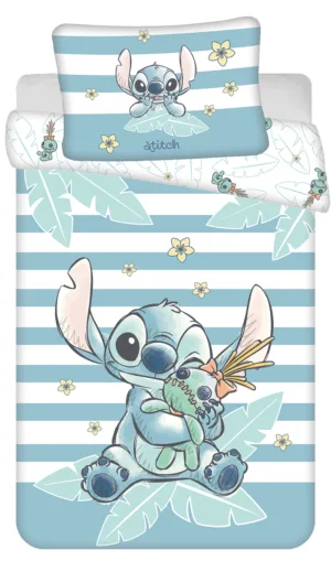 Lilo en Stitch dekbedovertrek HUGS - Blauw, Groen - 100 x 135 cm - 100% katoen