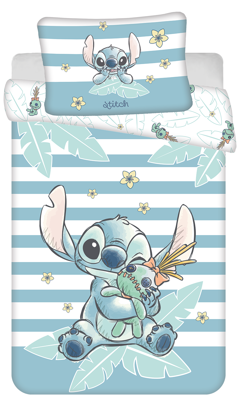 Lilo en Stitch dekbedovertrek HUGS - Blauw, Groen - 100 x 135 cm - 100% katoen
