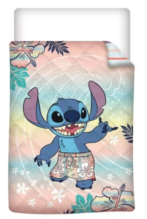 Lilo en Stitch sprei Summer 140 x 200 cm polyester - Blauw - 140 x 200 cm - 100% Polyester