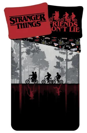 Stranger Things dekbedovertrek 140 x 200 cm - Blauw - 140 x 200 cm - 100% katoen