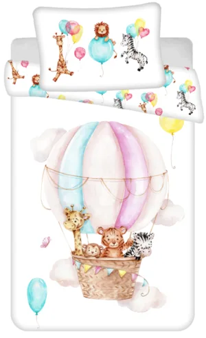 Sweet Home dekbedovertrek Luchtballon - Wit/Roze - 100 x 135 cm - 100% katoen