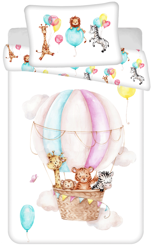 Sweet Home dekbedovertrek Luchtballon - Wit/Roze - 100 x 135 cm - 100% katoen
