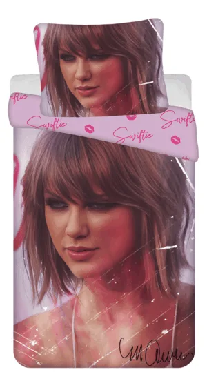 Taylor Swift dekbedovertrek - Roze - 140 x 200 cm - 100% katoen