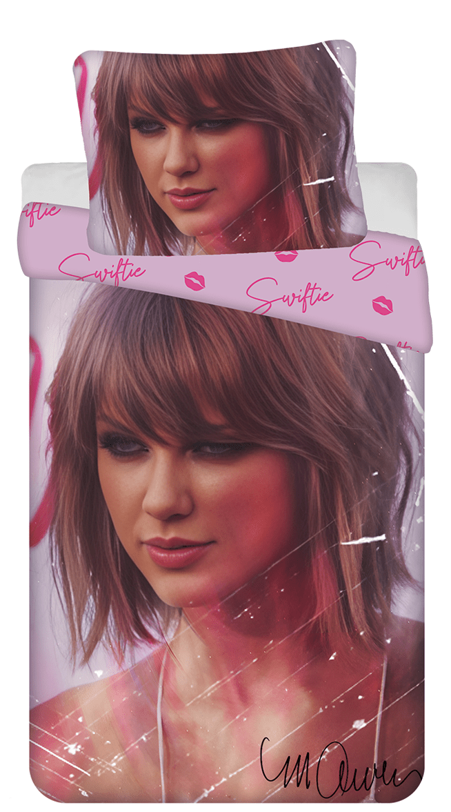 Taylor Swift dekbedovertrek - Roze - 140 x 200 cm - 100% katoen