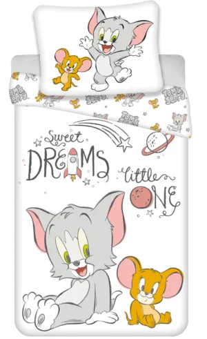 Tom & Jerry dekbedovertrek Sweet Dreams Little One - Wit/Roze - 100 x 135 cm - 100% katoen