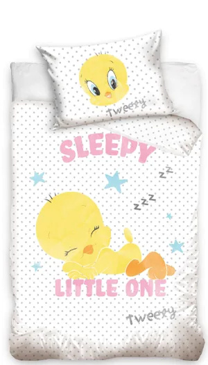 Looney Tunes dekbedovertrek 100 x 135 cm - Wit/Geel - 100 x 135 cm - 100% katoen