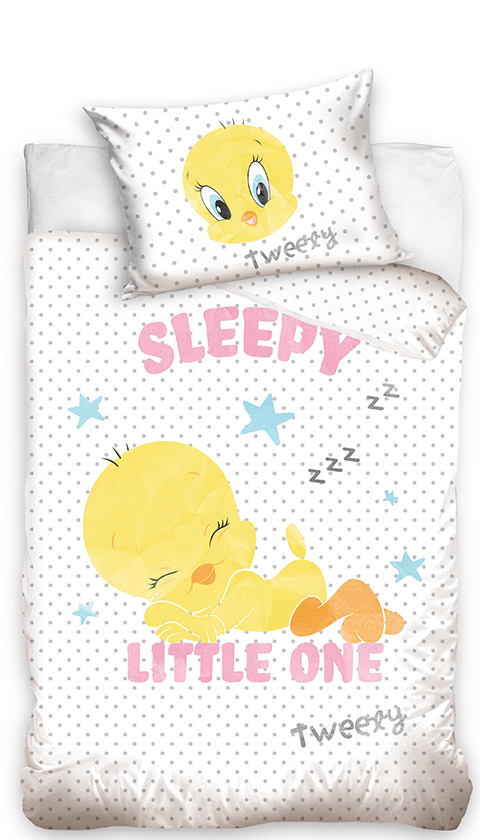 Looney Tunes dekbedovertrek 100 x 135 cm - Wit/Geel - 100 x 135 cm - 100% katoen