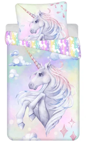 Unicorn dekbedovertrek - Groen - 140 x 200 cm - 100% katoen